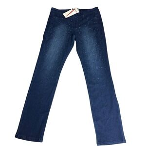 Allure By Julia K Blue Stretch Skinny Jeans With Rhinestone Embellishment Size L